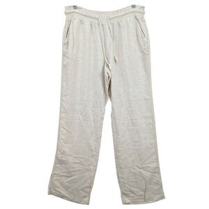 So Beach Pants Womens Khaki Linen Blend Wide Leg Stretch Boho Beachy Size XL NEW